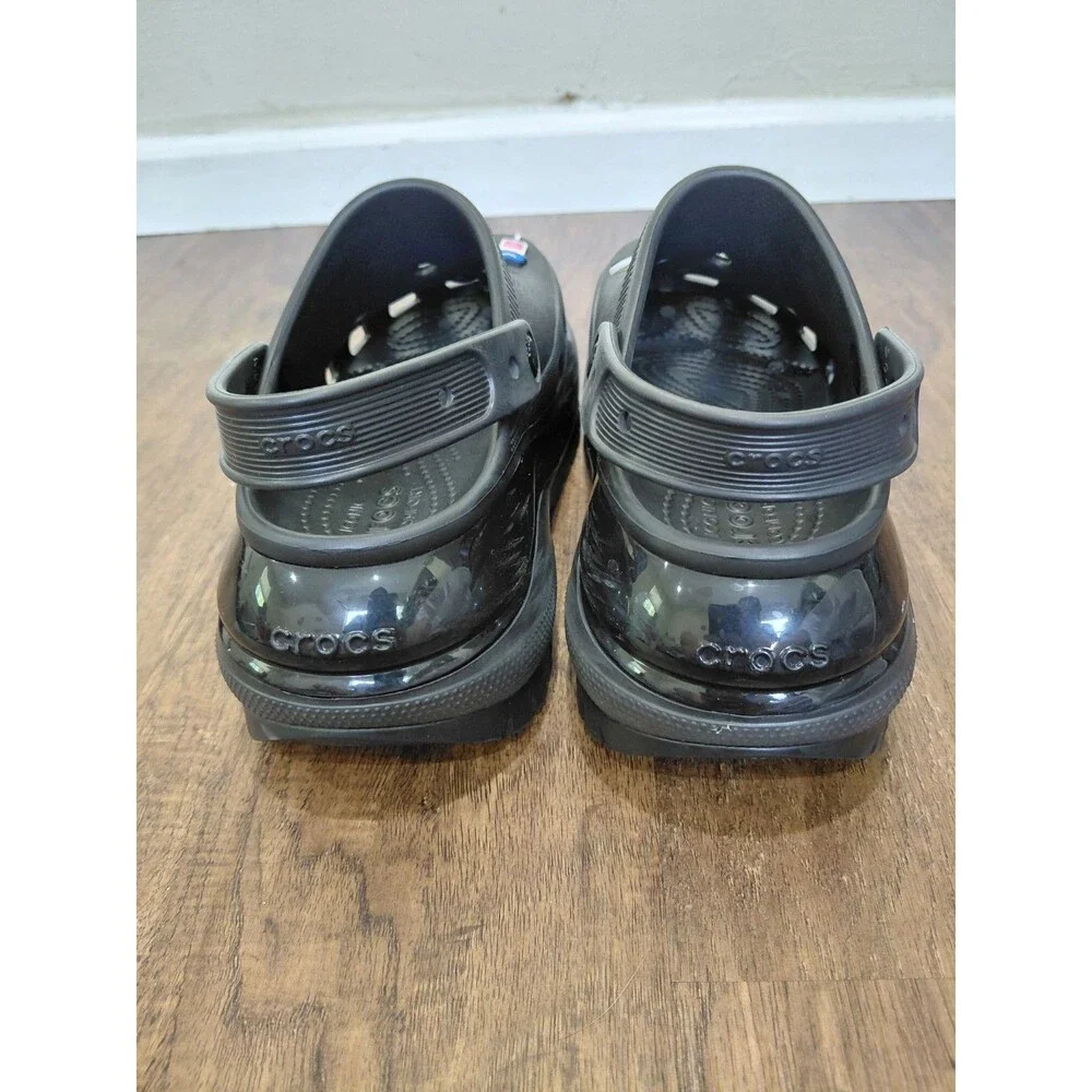 CROCS Black Mega Crush Rebel Clogs Black M8 W10 SANDALS PLATFORM